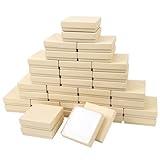 batifine Cardboard Jewelry Gift Boxes, 40 Pack 3.5x3.5x1 Inch, Bulk Cotton Filled Small Jewelry Boxes with Lids for Necklace Ring Bracelet Earring Display Box (Brown)