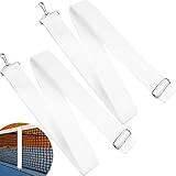 Summer Tennis Net Center Strap Adjustable Height Tennis Net Straps Portable Tennis Accessories for Driveway Sports Training Contest Equipment, 39 x 1.96 Inch, White (2 Pieces)