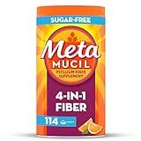 Metamucil 4 in 1 Daily Fiber Supplement Powder, Fiber Powder for Digestive Health and Regularity*, Sugar-Free, Orange, Naturally Sourced Psyllium Fiber, 114 teaspoons