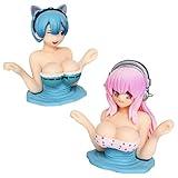 ITUBLE Cute Car Dashboard Decorations Accessories Interior for Men Women, Bobbleheads for Car Dashboard Decor, Funny Chest Shaking Car Ornaments, Anime Beauty Figure 2pcs