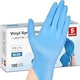 Schneider Blue Vinyl Synthetic Exam Gloves, Medium, Box of 100, 4mil, Powder-Free, Latex-Free, Non-Sterile, Disposable Gloves