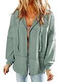 Dokotoo Waffle Stitch Spliced Sweatshirt Womens Fall Fashion 2024 Contrast Zip Up Drawstring Tops Cute Fall Outfits Plus Size Trendy Clothing Lightweight Jackets,Bean Medium