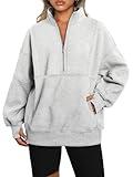 AUTOMET Womens Half Zip Pullover Plus Size Crewneck Sweatshirts Fleece Jackets Workout Hoodie Fall Fashion 2024 Grey XL