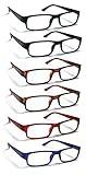 Boost Eyewear Reading Glasses, 6 Pairs with Spring Hinges in Black, Tortoise, Blue, Red - For Men and Women