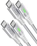 INIU USBC to USBC Cable, [6.6ft, White] 2-Pack USB C to C Fast Charging Cable for iPhone 15 Samsung Galaxy S23 S21 A71, MacBook, iPad, and More