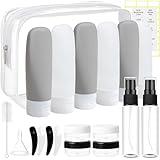 DEWSENSI 20 Pack Travel Bottles Set for Toiletries TSA Approved Leak Proof Travel Size Containers Kit Portable Refillable Travel Accessories for Shampoo Conditioner Lotion Liquids (Black & White)