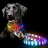 LED Dog Collar - Color Changeable Light Up Dog Collars USB Rechargeable,15 Light Effects Glow in The Dark Collar Weatherproof Fits for Small Medium Large Dog,Keep Your Pets Seen Safety High Visibility