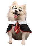 Coomour Dog Halloween Costume Pet Wizard Shirt Funny Cat Clothes for Dogs Cats Clothing with Glasses (Small)