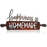 Funrous Kitchen Wall Art Decor Happiness Is Homemade Metal Sign Rustic Farmhouse Kitchen Decor Hanging Kitchen Decorative Signs and Plaques for Home Dining Garden Room 13.8 x 6.3 Inch (Brown)