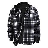 Winter Heavy Warm Sherpa Lined Fleece Plaid Flannel Jacket Men Plus Size S-5XL Big&Tall Mens Coat (X-Large, Black as Shown)