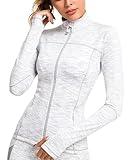 QUEENIEKE Womens Running Jacket Athletic Workout Jackets Track Full Zip Up Gym for Women Yoga Top Nurse Align Slim Fit Sport bbl Scrub Jacket Long Sleeve Sweater White Medium