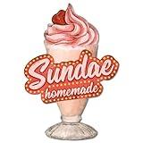 GLOBLELAND Sundae Vintage Metal Tin Sign Retro Ice Cream Plaque Poster Metal Wall Decorative Tin Signs for Home Kitchen Restaurant Coffee Shop Club Bar Decoration