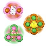 Jofan 3 Pack Easter Suction Cup Spinner Toys for Baby Toddlers Kids Easter Basket Stuffers Gifts Fillers Party Favors