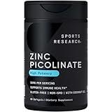 Sports Research Zinc Picolinate 50mg with Organic Coconut Oil | Highly Absorbable Zinc Supplement for Healthy Immune Function - Non-GMO Verified, Gluten & Soy Free (60 Liquid Softgels)