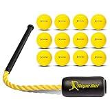 Rope Bat - Ultimate Combo w/ 12 Soft Training Balls - Baseball & Softball Swing Trainer, Training Tool, Batting Aid