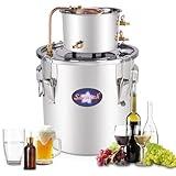 Seeutek Alcohol Still 5Gal 18L Stainless Steel Water Alcohol Distiller Kit Spirits Boiler Copper Tube Ethanol Still Build-In Thermometer for Home Brewing and DIY Whisky Wine Brandy Making