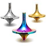 3 Pieces Brass Metal Top Spinner Kinetic Desk Fidget Toy Spinner Good Balance Desktop Toy for Teens Adults Kill Time Long Time Focus Anxiety Stress Relief, 3 Colors(Large (1.26 x 1.45 Inch))