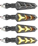 RACOONA 4PCS Motorcycle Turn Signals,Motorcycle Blinkers,Car Accessories Motorcycle Indicators Flowing Turn Signal Lights,Y Shape 12V 12 LED Bulbs Daytime Running Lights for Motorbike Scooter Off Road