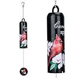 Taman Cardinal Wind Chime - Metal Wind Bell Deep Tone Serenity Mobile Memorial Sympathy Gift for Home, Outdoor, Yard, Patio,Garden Decor，28" Black