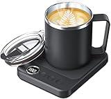 Coffee Mug Warmer & Mug Set for Desk, Electric 36w Coffee Cup Warmer with Auto Shut Off, Timer. Smart Cup Mug Heater with 16oz Cup for Warming and Heating Coffee, Beverage, Candles, Tea, Cocoa, Black