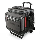 Titan by Arctic Zone Deep Freeze 60 (50+10) Can Wheeled Cooler - Collapsible Rolling Cooler with Wheels and All-Terrain Cart, Sharkskin Gray