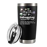 Debugging Definition Computer Programmer Student Teacher Geek Coder Friend Coding Programming IT Vacuum Insulated Tumbler Nerd Tech Support Travel Mug Stainless Steel With Straw Removable Lid (20 oz)