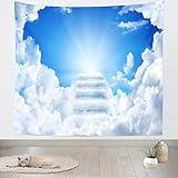 Loccor 5x4ft Fabric Heaven Tapestry Photography Backdrop Stairway to Heaven Photo Christian Background Women Men Church Living Room Dorm Apartment Religious Wall Art Mural Bedroom Aesthetic