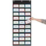 Essex Wares - 17" Wide x 44" Tall Pocket Chart, Black - Sturdy Pocket Chart for Classroom for Sentence Strips - Easy to Use & Hang, Reusable Black Pocket Chart