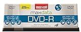 Maxell – 638010, DVD-R Blank Disc - 4.7GB Storage Capacity with 16X Write Speed - Write-Once Format for Large File and Archiving with Superior Archival Life - Compatible with DVD or Player - 25 Pack