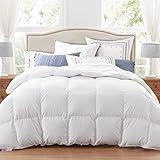 Globon Luxurious Feather Down Comforter King Size,Fluffy Hotel Collection Duvet Insert Medium Warmth for All Season,100% Soft Cotton Shell with Corner Tabs, White(106x90inches)…