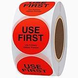 Hybsk USE First Stickers Restaurant Food Service FIFO Label 1.5 Inch Total 500 Labels Per Roll (Red)