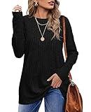 OFEEFAN Women's Pullover Sweaters Long Sleeve Winter Casual Tops for Women Black M