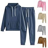 Best Cyber of Monday Deals Jogger Sets for Women 2 Piece Fall Outfits Long Sleeve Casual Track Suits Fashion Loose Hooded Sweatsuit Lounge Sets