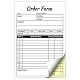 Sales Order Books,2 Part Carbonless Sales Invoice Book for Small Business,5.5 x 8.3 inches,Receipt Book with Cardboard(50 Sets)