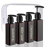 Hethyo Travel Bottles for Toiletries Tsa Approved 3.4oz/100ml 4 Pack Travel Size Containers Shampoo and Conditioner Bottles Empty Pump Bottle Dispenser Leakproof Refillable Cosmetic Containers Kit