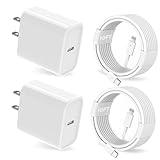 YYDBS 25W iPhone Charger, 2 Pack 25W PD USB C Wall Fast Charger Adapter with 2 Pack 10FT Long Type C to Lightning Cable Compatible with iPhone 14 13 12 11 Pro Max XR XS X,iPad