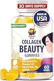 SUNNY SAM Beauty Collagen Gummies for Women & Men - 60 Chewable Vitamins, 30-Day Supply - Enhanced Hair Skin and Nails Gummies - 2500mcg Biotin, Vitamin A, Zinc Supplement - Natural Berry Flavor