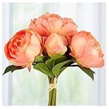 Factory Direct Craft Peach Artificial Peony Bouquet - Artificial Silk Flower Bundle of Peony Blooms for Spring, Easter Holiday, Party and Wedding Floral (Size: 11" H)