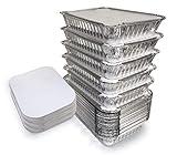 Spare Essentials 55 Pack - 2.25 LB To go Foil Containers with Lids - Disposable Aluminum Food Containers with Lids - Foil Take Out Containers - Meal Prep Trays Heat Proof Foil Tins Freezer Meals Pans