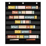 ANCOMEDO 7+2 Pockets Standard Pocket Chart, Clear 7 Pockets Words Chart with 2 Extra Storage Pocket for Classroom Home Office Use,Large Size:33.2”x 28” Letter Cards, Word Wall and Sentence Strips.