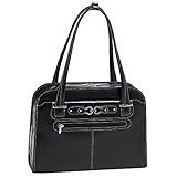 McKlein W Series Oak Grove Ladies' Laptop Handbag, Black Trimmed In Sand Leather (96635)