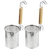 MyLifeUNIT Pasta Strainer, 2 Pack Stainless Steel Mesh Spider Strainer for Pasta, Noodle, Dumpling (4.54"D x 6.1"H)