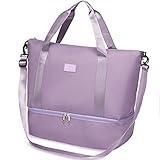 Ineetatu Travel Duffle Bag for Women, Weekender Overnight Bags with Shoe Compartment, Carry On Duffel Bag Sports Gym Tote Bags (Light Purple)