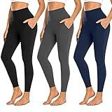 NEW YOUNG 3 Pack Leggings with Pockets for Women,High Waisted Tummy Control Workout Pants