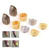 Bouclel 8 PCS Knitting Thimble,Sewing thimbles,Golden thimbles for Hand Quilting,Sewing Finger Protector,Metal Thimble,Sewing Tools,Sewing Supplies