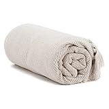 Americanflat Cotton Throw Blanket, 50x60, Cream Herringbone