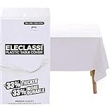 Eleclassi White 12 Pack Premium Disposable Plastic Tablecloth 54 x 108 in - Plastic Table Cloth Disposable Tablecloth for 6 or 8 Foot Rectangle Tables