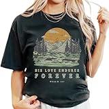 Christian Shirts for Women Vintage Bible Verse Boho Wildflowers Shirts Floral Graphic Tees(M,Dark Grey-1)