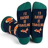 I'd Rather Be Traveling - Funny Socks For Men & Women - Gifts for Travel Lovers and Travelers