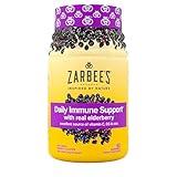 Zarbee's Elderberry Gummy Daily Immune Support Supplement with Vitamins A, C, D, E & Zinc, Black Elderberry Fruit Extract, Natural Berry Flavor, 60 Count